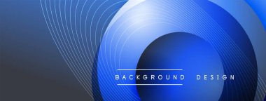 Gölgeli gradyan daireler. Vektör tekno soyut arka plan. Modern üstüste bindirme formları duvar kağıdı arkaplanı, tasarım şablonu