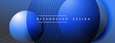 Gölgeli gradyan daireler. Vektör tekno soyut arka plan. Modern üstüste bindirme formları duvar kağıdı arkaplanı, tasarım şablonu