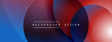 Gölgeli gradyan daireler. Vektör tekno soyut arka plan. Modern üstüste bindirme formları duvar kağıdı arkaplanı, tasarım şablonu