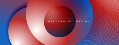 Gölgeli gradyan daireler. Vektör tekno soyut arka plan. Modern üstüste bindirme formları duvar kağıdı arkaplanı, tasarım şablonu