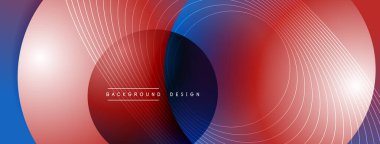 Gölgeli gradyan daireler. Vektör tekno soyut arka plan. Modern üstüste bindirme formları duvar kağıdı arkaplanı, tasarım şablonu