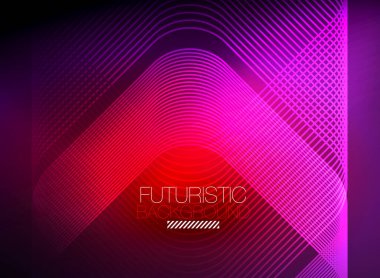 Neon rengi kare çizgileri soyut arkaplan. Parlak sihirli enerji ve hareket konsepti, vektör soyut duvar kağıdı arkaplanı