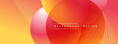 Gölgeli gradyan daireler. Vektör tekno soyut arka plan. Modern üstüste bindirme formları duvar kağıdı arkaplanı, tasarım şablonu