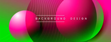 Gölgeli gradyan daireler. Vektör tekno soyut arka plan. Modern üstüste bindirme formları duvar kağıdı arkaplanı, tasarım şablonu