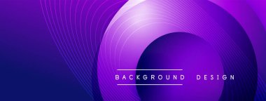 Gölgeli gradyan daireler. Vektör tekno soyut arka plan. Modern üstüste bindirme formları duvar kağıdı arkaplanı, tasarım şablonu