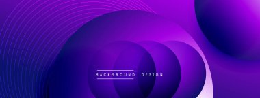 Gölgeli gradyan daireler. Vektör tekno soyut arka plan. Modern üstüste bindirme formları duvar kağıdı arkaplanı, tasarım şablonu