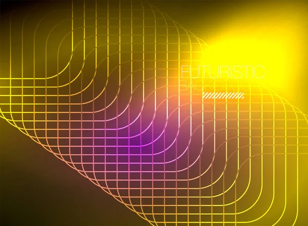 ネオンカラーの正方形のライン抽象的な背景。光沢のある魔法のエネルギーと運動の概念,ベクトル抽象壁紙の背景 — ストックベクタ