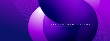 Gölgeli gradyan daireler. Vektör tekno soyut arka plan. Modern üstüste bindirme formları duvar kağıdı arkaplanı, tasarım şablonu