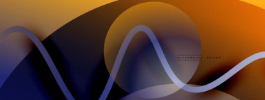 Gölge efektli dalga çizgisi olan soyut gradyan arkaplan. Geometrik bileşim. 3B gölge efektleri ve sıvı eğimleri