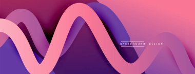 Gölge efektli dalga çizgisi olan soyut gradyan arkaplan. Geometrik bileşim. 3B gölge efektleri ve sıvı eğimleri