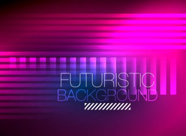 Parlak neon rengi tekno soyut arkaplan, koyu arkaplanda parlak neon çizgiler