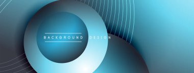 Gölgeli gradyan daireler. Vektör tekno soyut arka plan. Modern üstüste bindirme formları duvar kağıdı arkaplanı, tasarım şablonu