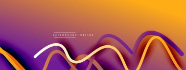 Gölge efektli dalga çizgisi olan soyut gradyan arkaplan. Geometrik bileşim. 3B gölge efektleri ve sıvı eğimleri