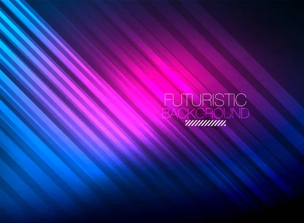 Bright neon color techno abstract background, shiny glowing neon lines in the dark background — Stock Vector