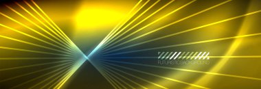 Neon dinamik ışınlar vektör soyut duvar kağıdı arka planı. Duvar kağıdı arkaplanı, iş ve teknoloji sunumları için tasarım şablonları, İnternet posterleri veya web broşürü kapakları