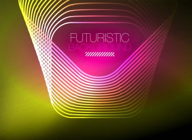 Neon rengi kare çizgileri soyut arkaplan. Parlak sihirli enerji ve hareket konsepti, vektör soyut duvar kağıdı arkaplanı