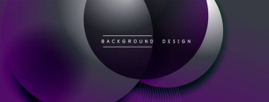 Gölgeli gradyan daireler. Vektör tekno soyut arka plan. Modern üstüste bindirme formları duvar kağıdı arkaplanı, tasarım şablonu