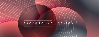 Gölgeli gradyan daireler. Vektör tekno soyut arka plan. Modern üstüste bindirme formları duvar kağıdı arkaplanı, tasarım şablonu