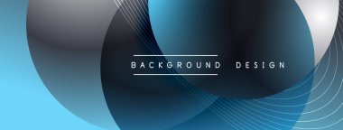 Gölgeli gradyan daireler. Vektör tekno soyut arka plan. Modern üstüste bindirme formları duvar kağıdı arkaplanı, tasarım şablonu