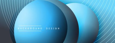 Gölgeli gradyan daireler. Vektör tekno soyut arka plan. Modern üstüste bindirme formları duvar kağıdı arkaplanı, tasarım şablonu