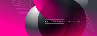 Gölgeli gradyan daireler. Vektör tekno soyut arka plan. Modern üstüste bindirme formları duvar kağıdı arkaplanı, tasarım şablonu