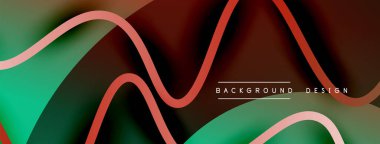 Gölge efektli dalga çizgisi olan soyut gradyan arkaplan. Geometrik bileşim. 3B gölge efektleri ve sıvı eğimleri