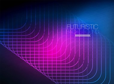 Neon rengi kare çizgileri soyut arkaplan. Parlak sihirli enerji ve hareket konsepti, vektör soyut duvar kağıdı arkaplanı