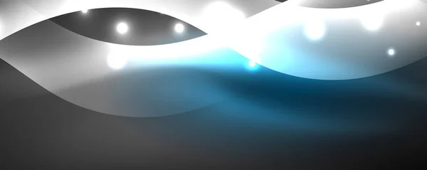 Brillante onda de neón brillante, líneas de luz fondo abstracto. Concepto de energía mágica y movimiento. Plantilla de papel pintado vectorial — Archivo Imágenes Vectoriales