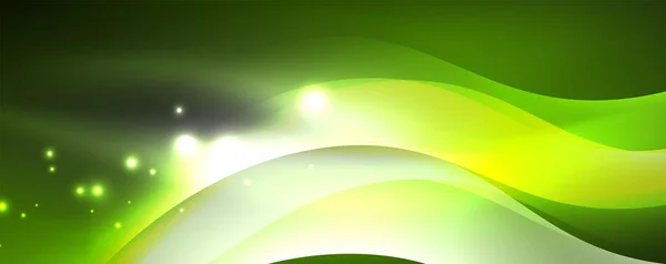 Glanzende gloeiende neon golf, lichtlijnen abstracte achtergrond. Magische energie en beweging concept. Vector wallpaper sjabloon — Stockvector