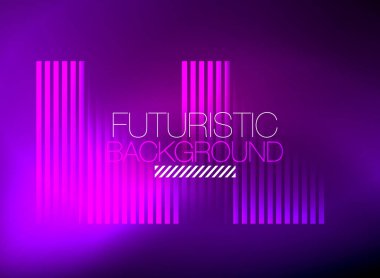 Parlak neon rengi tekno soyut arkaplan, koyu arkaplanda parlak neon çizgiler