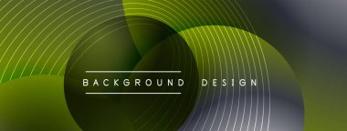 Gölgeli gradyan daireler. Vektör tekno soyut arka plan. Modern üstüste bindirme formları duvar kağıdı arkaplanı, tasarım şablonu