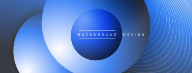 Gölgeli gradyan daireler. Vektör tekno soyut arka plan. Modern üstüste bindirme formları duvar kağıdı arkaplanı, tasarım şablonu