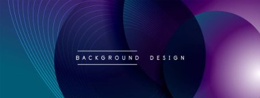 Gölgeli gradyan daireler. Vektör tekno soyut arka plan. Modern üstüste bindirme formları duvar kağıdı arkaplanı, tasarım şablonu