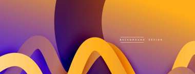 Gölge efektli dalga çizgisi olan soyut gradyan arkaplan. Geometrik bileşim. 3B gölge efektleri ve sıvı eğimleri