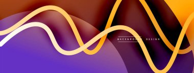 Gölge efektli dalga çizgisi olan soyut gradyan arkaplan. Geometrik bileşim. 3B gölge efektleri ve sıvı eğimleri