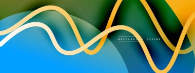 Gölge efektli dalga çizgisi olan soyut gradyan arkaplan. Geometrik bileşim. 3B gölge efektleri ve sıvı eğimleri