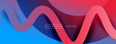 Gölge efektli dalga çizgisi olan soyut gradyan arkaplan. Geometrik bileşim. 3B gölge efektleri ve sıvı eğimleri