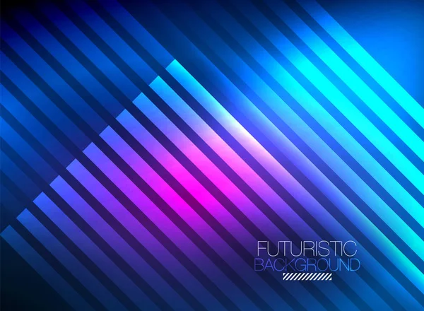 Bright neon color techno abstract background, shiny glowing neon lines in the dark background — Stock Vector