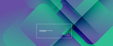 Kare şekiller geometrik soyut arkaplan. Üç boyutlu gölge efektleri ve sıvı eğimleri. Modern çakışma biçimleri