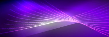 Parlak ışık dalga çizgisi parçacıkları olan parlak bir arkaplan. Duvar kağıdı arkaplanı, iş ve teknoloji sunumları için tasarım şablonları, İnternet posterleri veya web broşürü kapakları