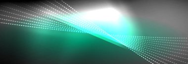 Parlak ışık dalga çizgisi parçacıkları olan parlak bir arkaplan. Duvar kağıdı arkaplanı, iş ve teknoloji sunumları için tasarım şablonları, İnternet posterleri veya web broşürü kapakları