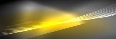 Parlak ışık dalga çizgisi parçacıkları olan parlak bir arkaplan. Duvar kağıdı arkaplanı, iş ve teknoloji sunumları için tasarım şablonları, İnternet posterleri veya web broşürü kapakları