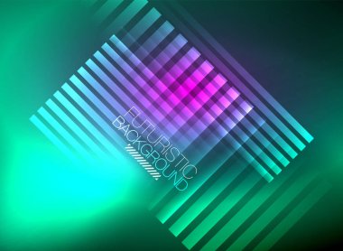 Parlak neon rengi tekno soyut arkaplan, koyu arkaplanda parlak neon çizgiler