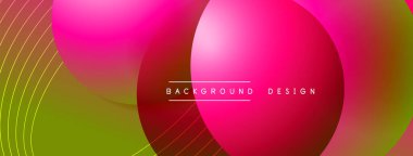 Gölgeli gradyan daireler. Vektör tekno soyut arka plan. Modern üstüste bindirme formları duvar kağıdı arkaplanı, tasarım şablonu