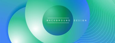 Gölgeli gradyan daireler. Vektör tekno soyut arka plan. Modern üstüste bindirme formları duvar kağıdı arkaplanı, tasarım şablonu