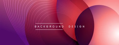 Gölgeli gradyan daireler. Vektör tekno soyut arka plan. Modern üstüste bindirme formları duvar kağıdı arkaplanı, tasarım şablonu