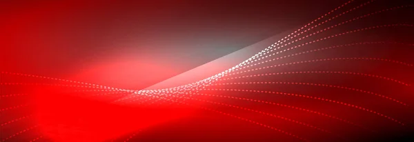 Neon glanzende kleur achtergrond met licht gloeiende golflijn deeltjes. Achtergronden van behang, ontwerpsjablonen voor zakelijke of technologische presentaties, internetposters of omslagen van webbrochures — Stockvector