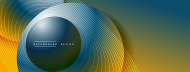 Gölgeli gradyan daireler. Vektör tekno soyut arka plan. Modern üstüste bindirme formları duvar kağıdı arkaplanı, tasarım şablonu