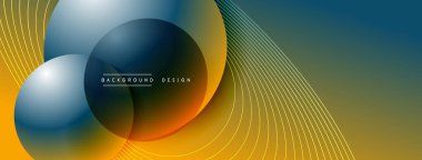 Gölgeli gradyan daireler. Vektör tekno soyut arka plan. Modern üstüste bindirme formları duvar kağıdı arkaplanı, tasarım şablonu