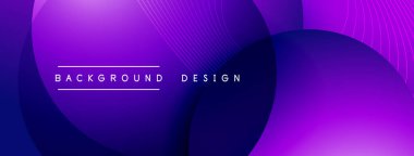 Gölgeli gradyan daireler. Vektör tekno soyut arka plan. Modern üstüste bindirme formları duvar kağıdı arkaplanı, tasarım şablonu